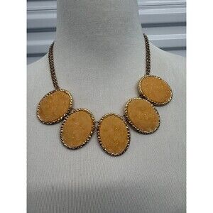 Gold-Tone Chain Necklace with Oval Stone Accents